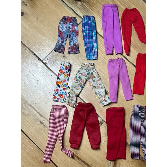 Lot of 16 Vintage Barbie Doll Clothing. Pants lot. Reds Pinks Flared Stripes - Picture 3 of 6